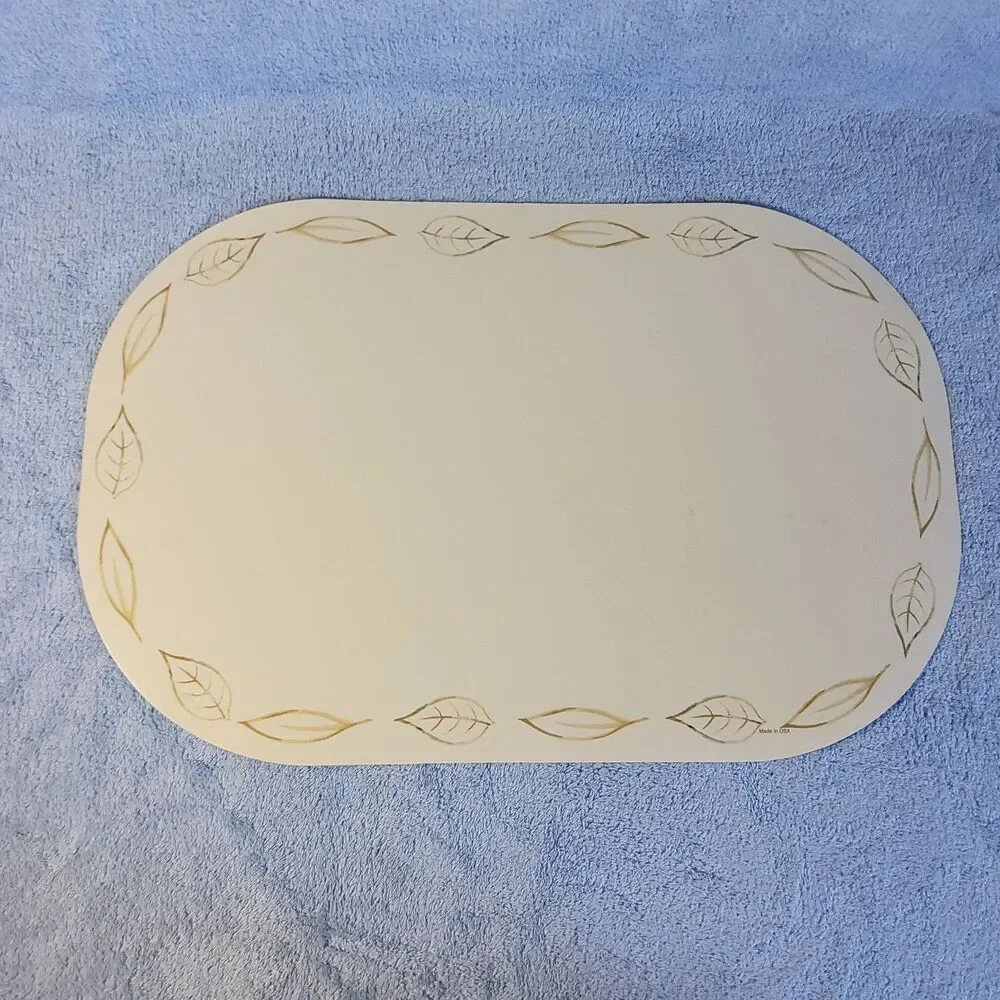 (7) Vintage Corelle Coordinates Placemats Green Floral Leaves Oval Reversible